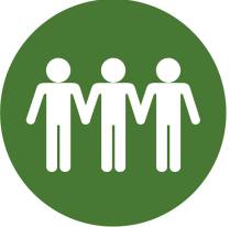 People in green circle
